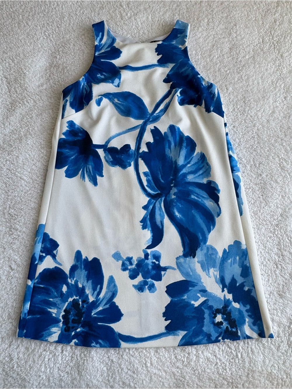 Lauren Ralph Lauren Blue Watercolor Floral Crepe Shift Dress - Size 8 - Picture 5 of 17
